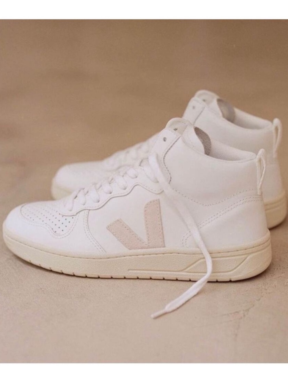 Veja V-15 Leather Extra White Suede Organic Cotton Natural High-Top Trainers 6